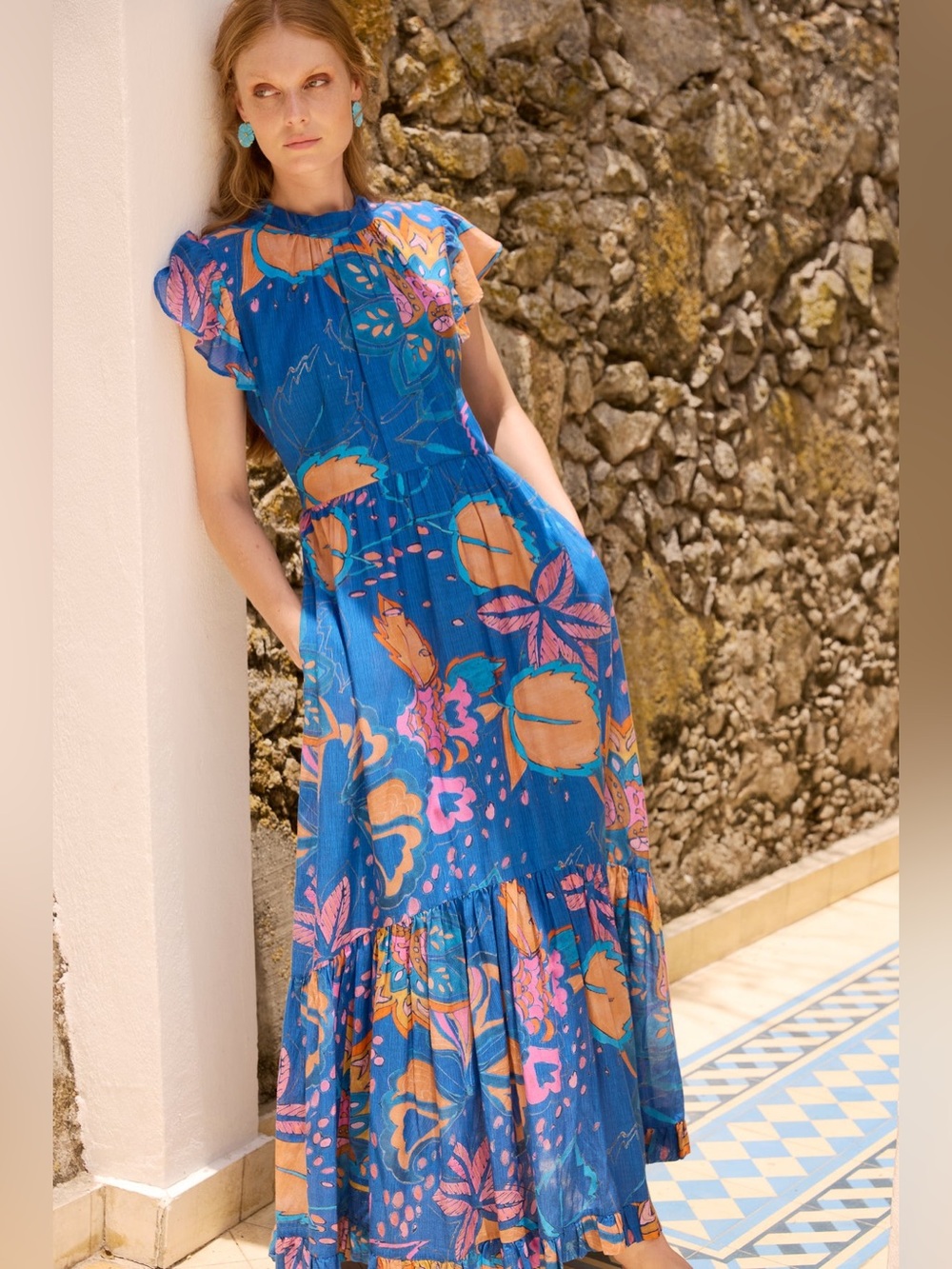 Oliphant MOCK NECK FLUTTER MAXI- ANTICO BLUE New SzXL - Picture 4 of 11